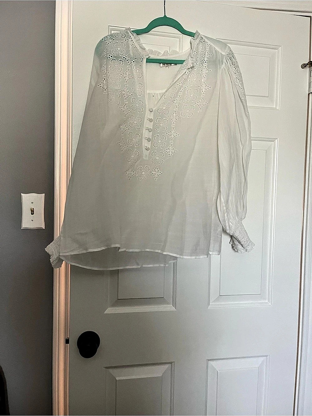 White Lace-Detail Blouse Like New